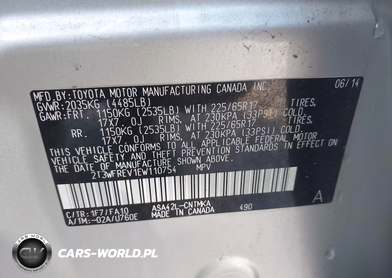 2014 Toyota Rav4 Xle VIN:2T3WFREV1EW110754 - 9