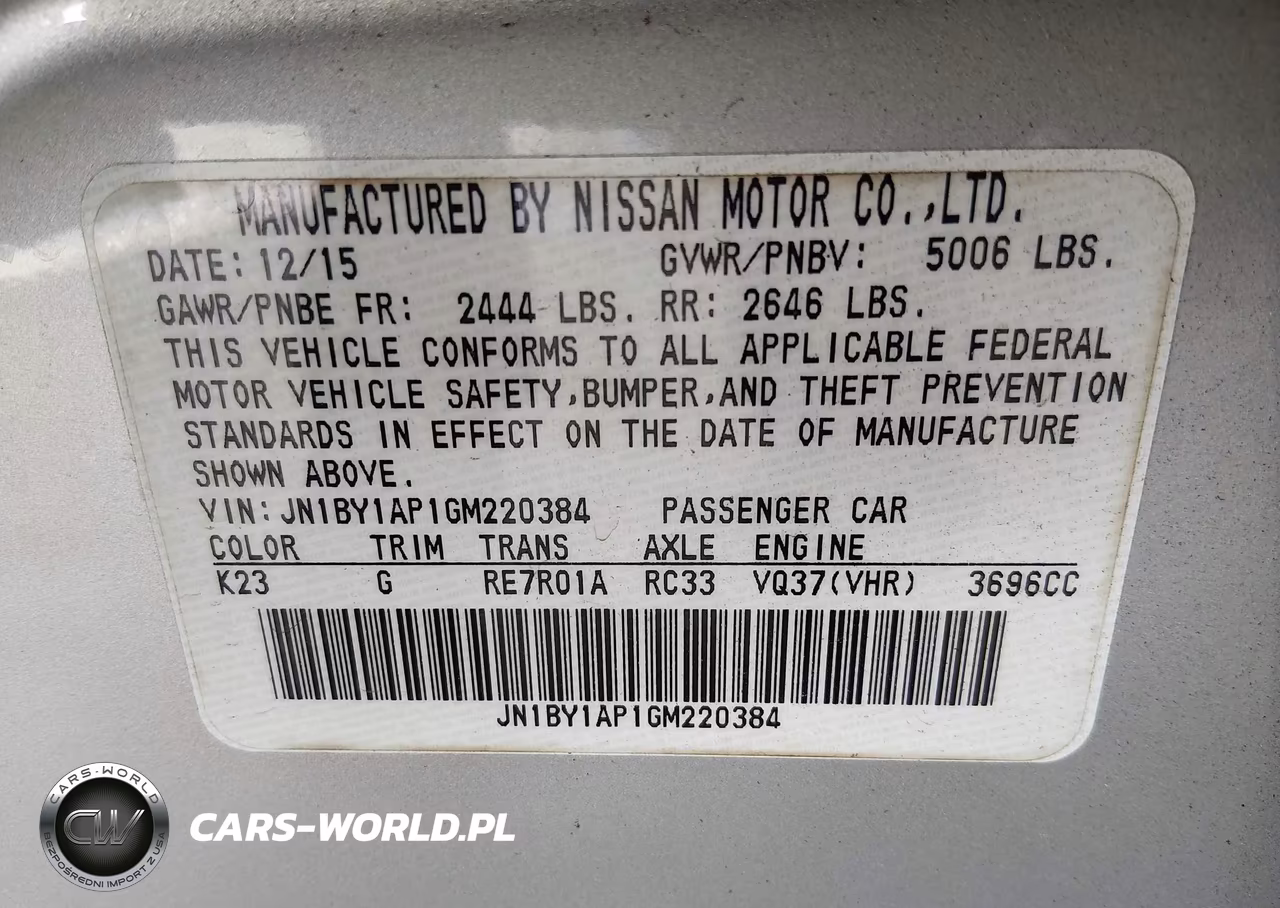 2016 Infiniti Q70 3.7 VIN:JN1BY1AP1GM220384 - 9