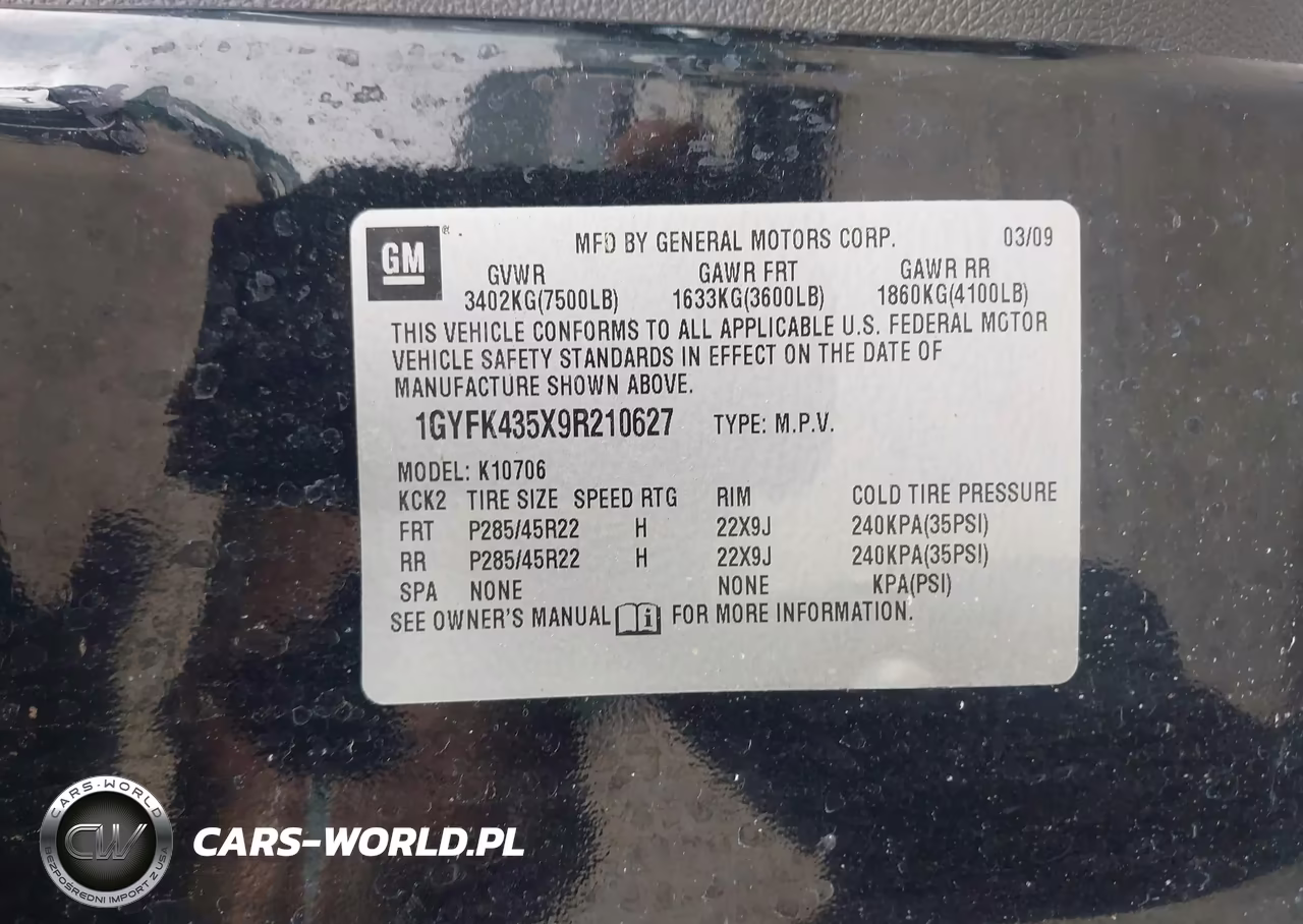2009 Cadillac Escalade Hybrid Standard VIN:1GYFK435X9R210627 - 9