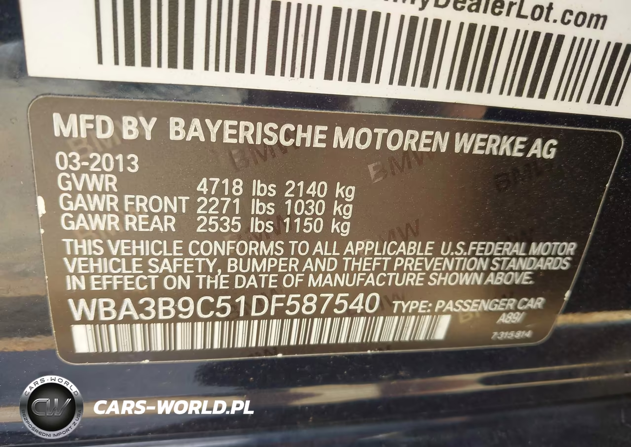 2013 BMW 335I xDrive VIN:WBA3B9C51DF587540 - 9