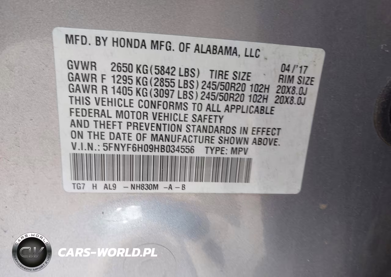 2017 Honda Pilot Elite VIN:5FNYF6H09HB034556 - 9