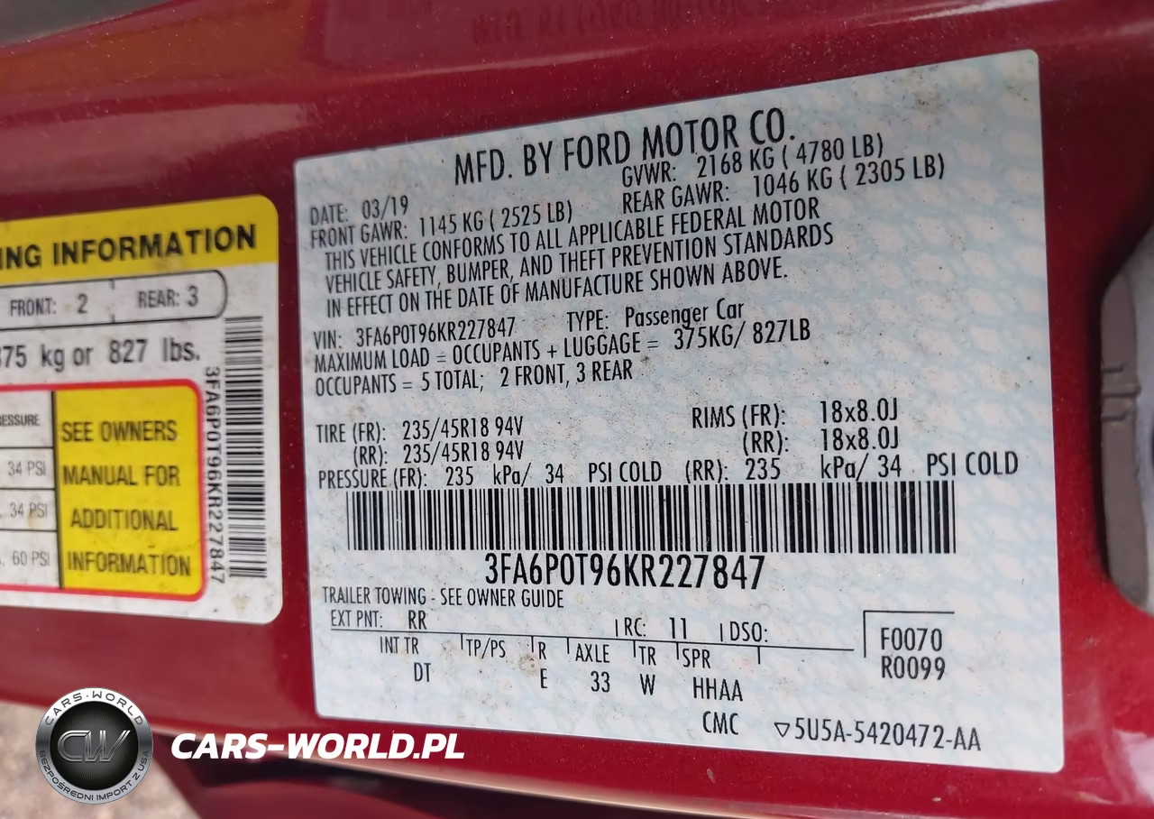 2019 Ford Fusion Se VIN:3FA6P0T96KR227847 - 9