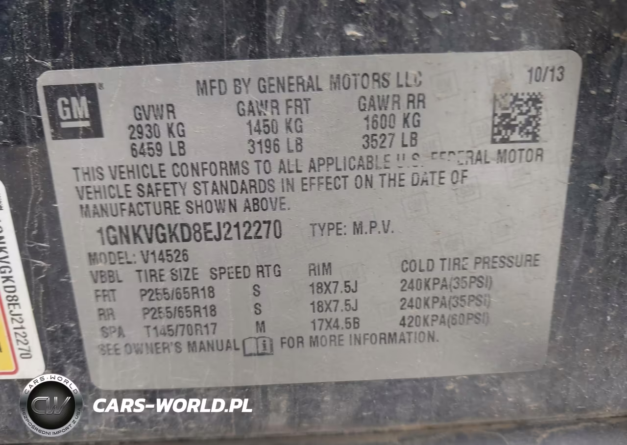 2014 Chevrolet Traverse 1Lt VIN:1GNKVGKD8EJ212270 - 9