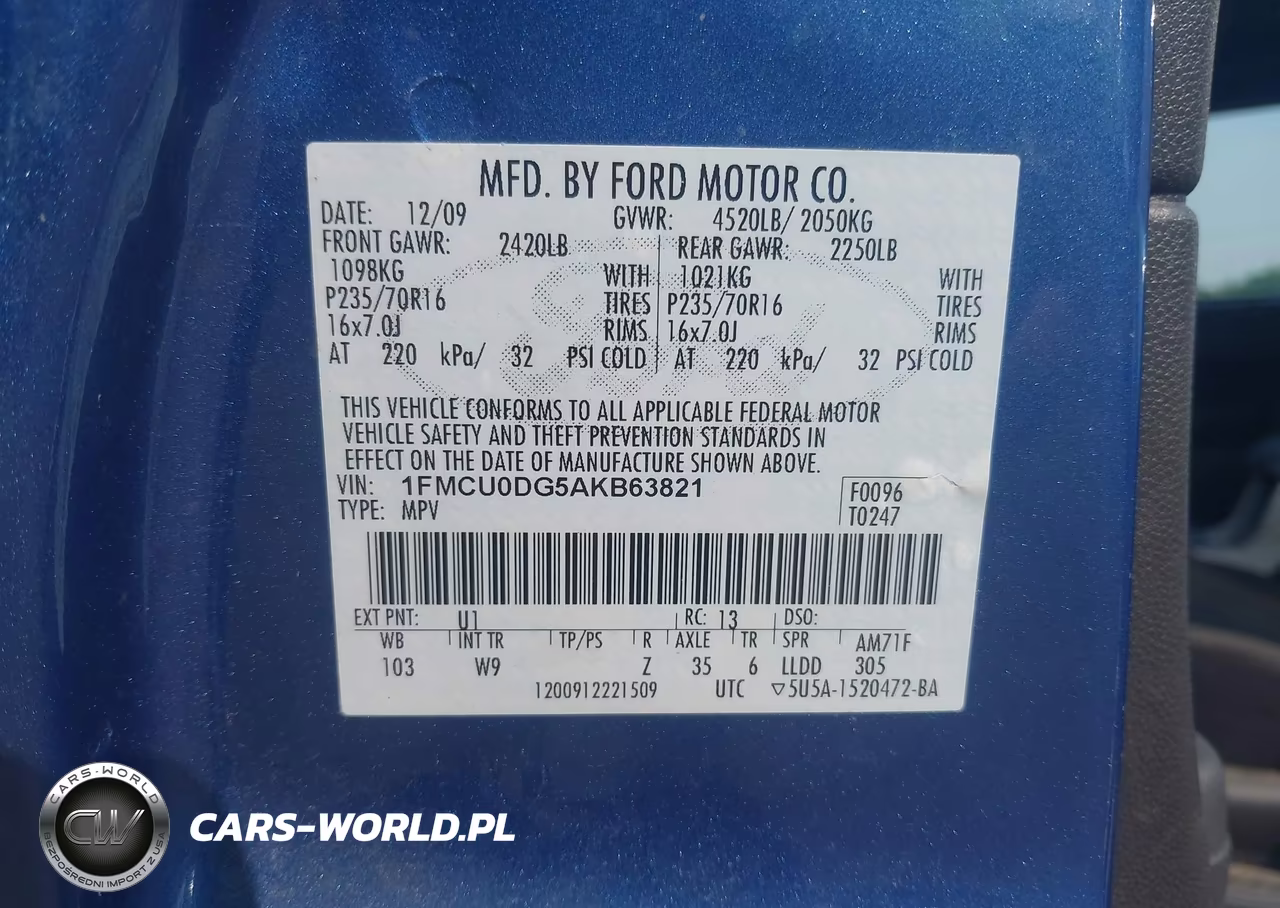 2010 Ford Escape Xlt VIN:1FMCU0DG5AKB63821 - 9