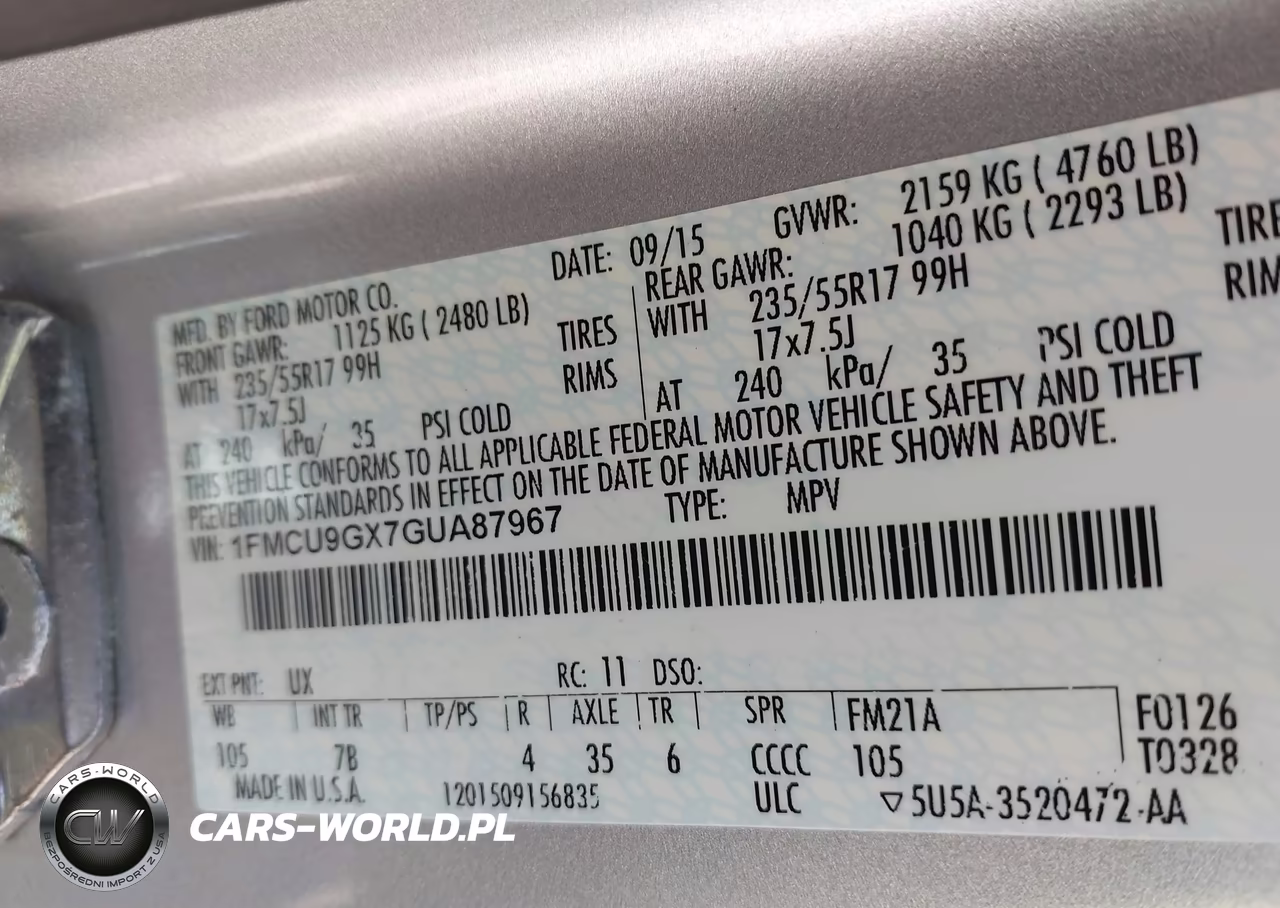 2016 Ford Escape Se VIN:1FMCU9GX7GUA87967 - 9