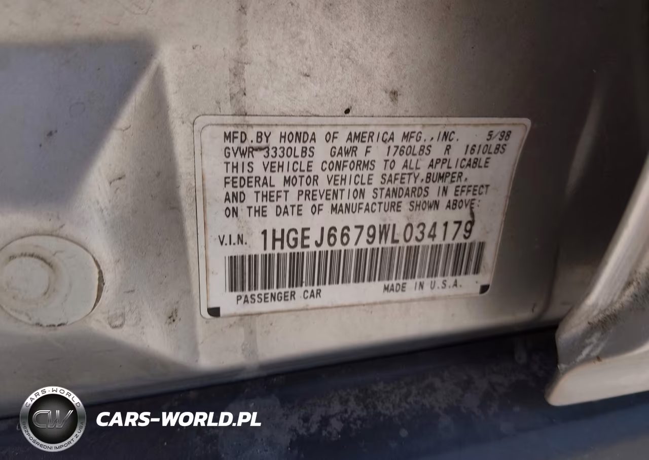 1998 Honda Civic Lx VIN:1HGEJ6679WL034179 - 9