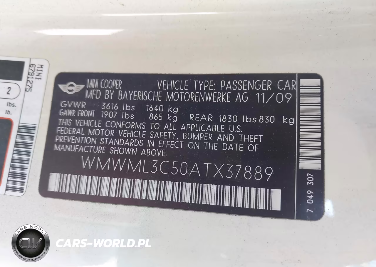 2010 Mini Cooper Clubman VIN:WMWML3C50ATX37889 - 9