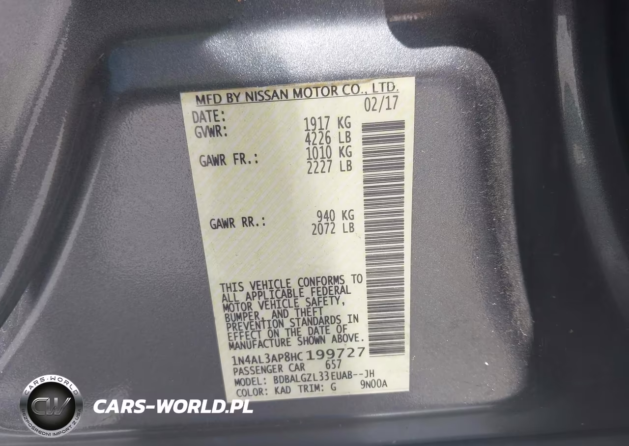 2017 Nissan Altima 2.5 S VIN:1N4AL3AP8HC199727 - 9