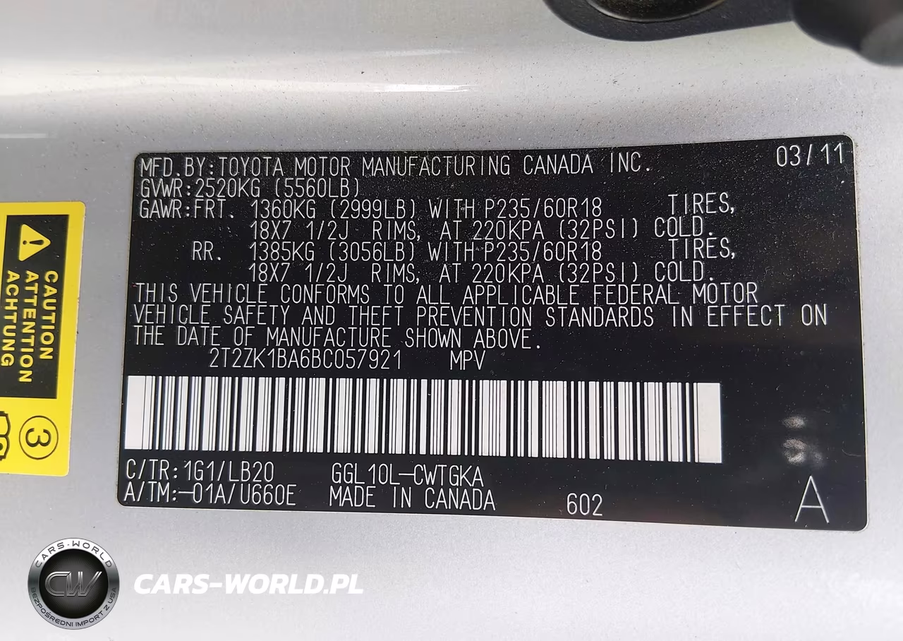 2011 Lexus Rx 350 VIN:2T2ZK1BA6BC057921 - 9