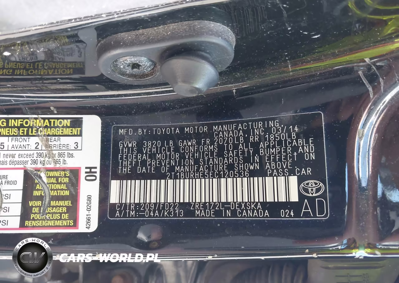 2014 Toyota Corolla S Plus VIN:2T1BURHE5EC120536 - 9