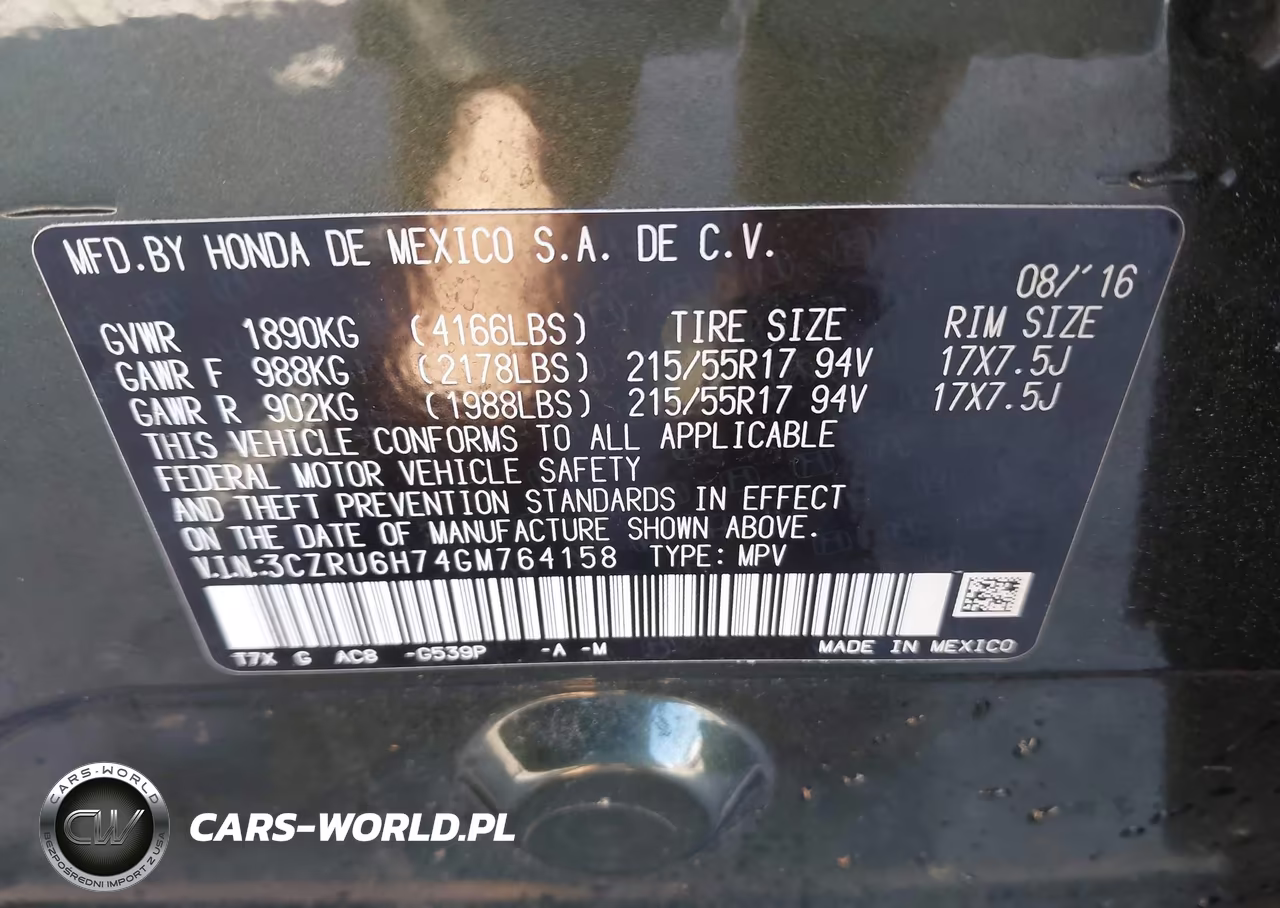 2016 Honda Hr-V Ex-L VIN:3CZRU6H74GM764158 - 9