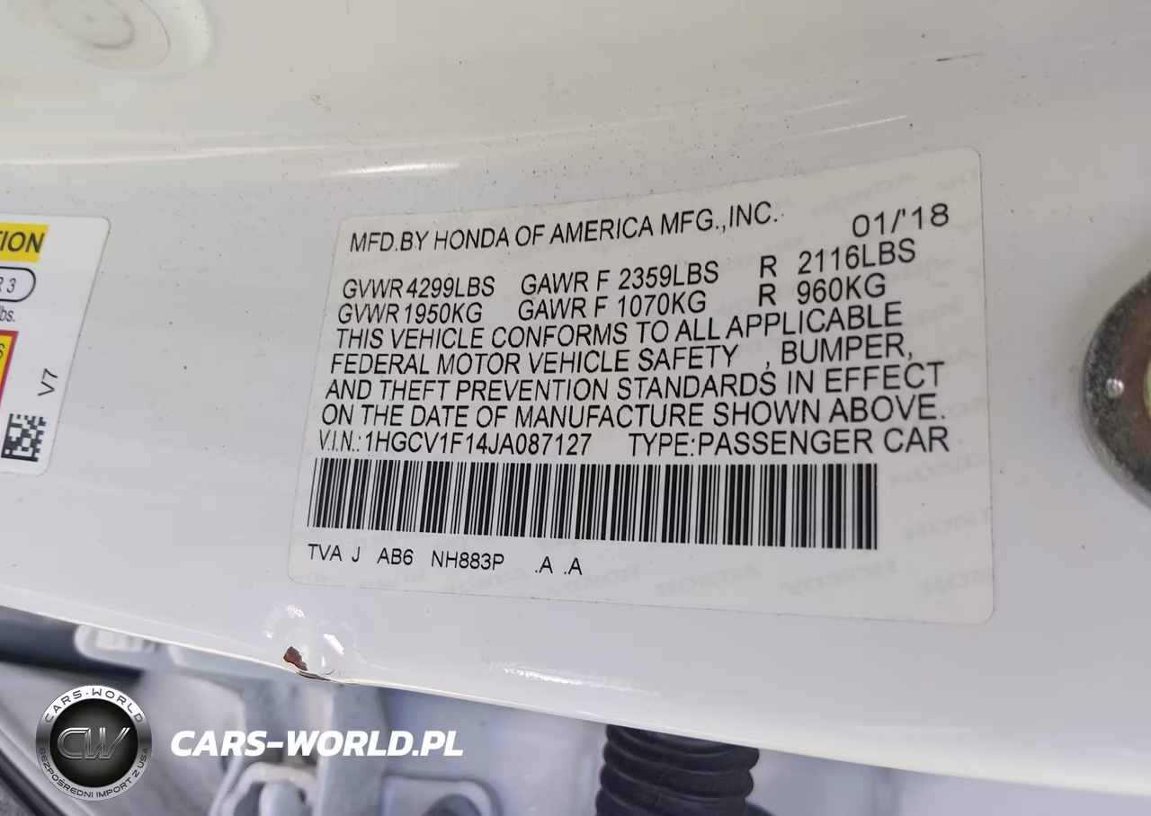 2018 Honda Accord Lx VIN:1HGCV1F14JA087127 - 9