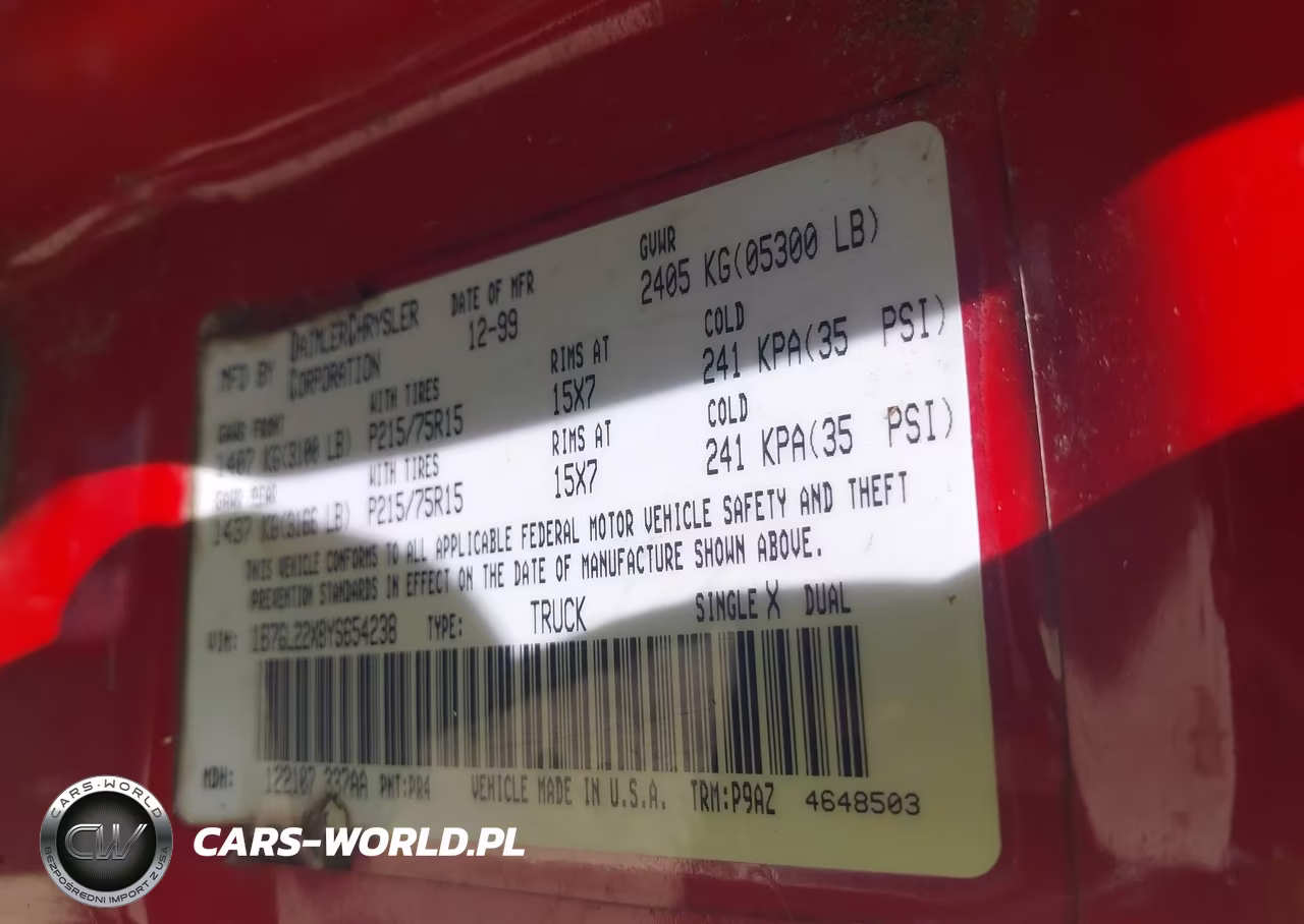2000 Dodge Dakota Slt-Sport VIN:1B7GL22X8YS654238 - 9