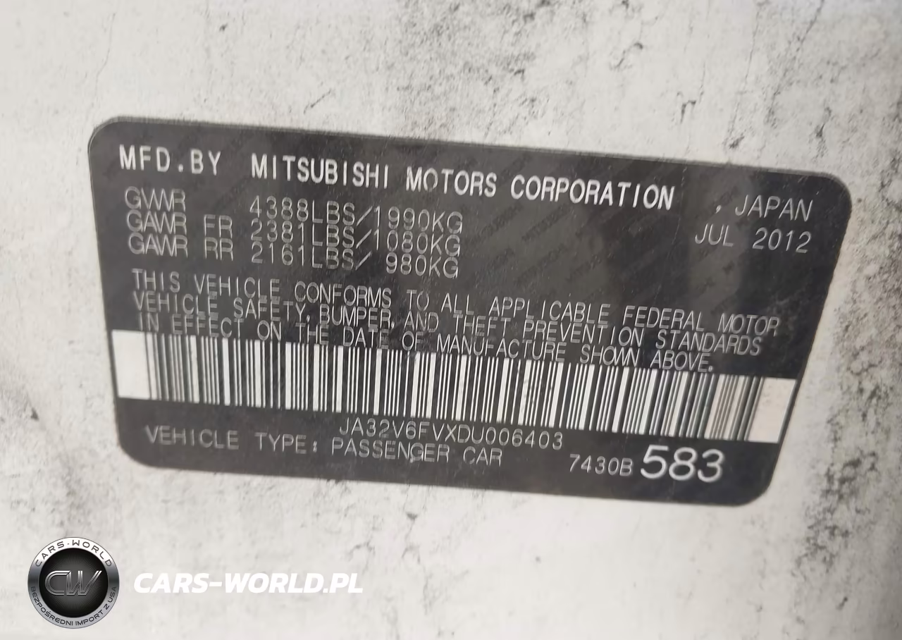 2013 Mitsubishi Lancer Ralliart VIN:JA32V6FVXDU006403 - 9