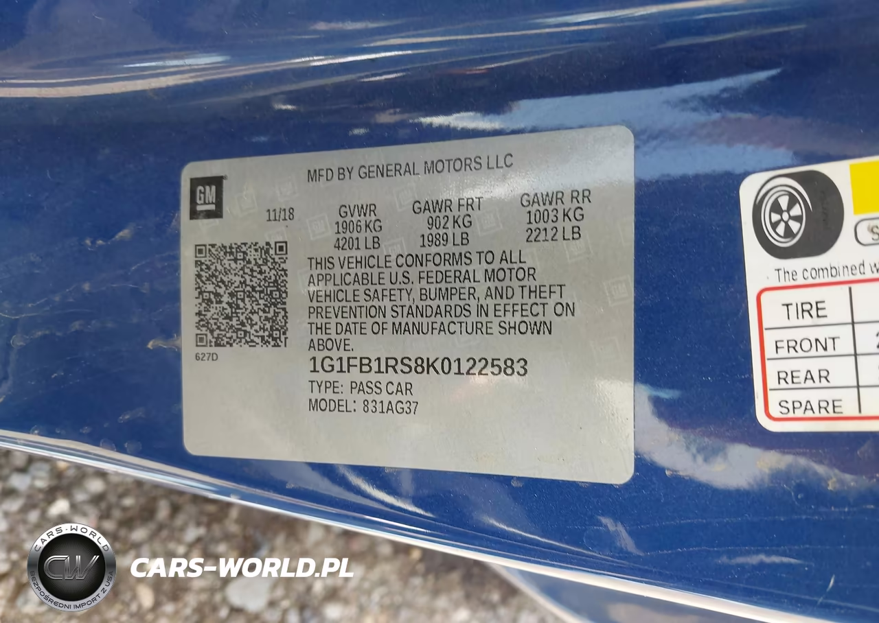 2019 Chevrolet Camaro 1Lt VIN:1G1FB1RS8K0122583 - 9