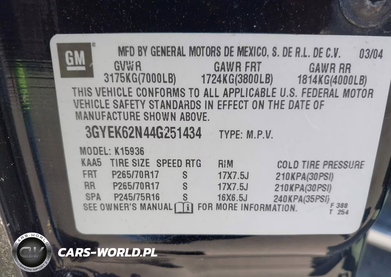 2004 Cadillac Escalade Ext Standard VIN:3GYEK62N44G251434 - 9