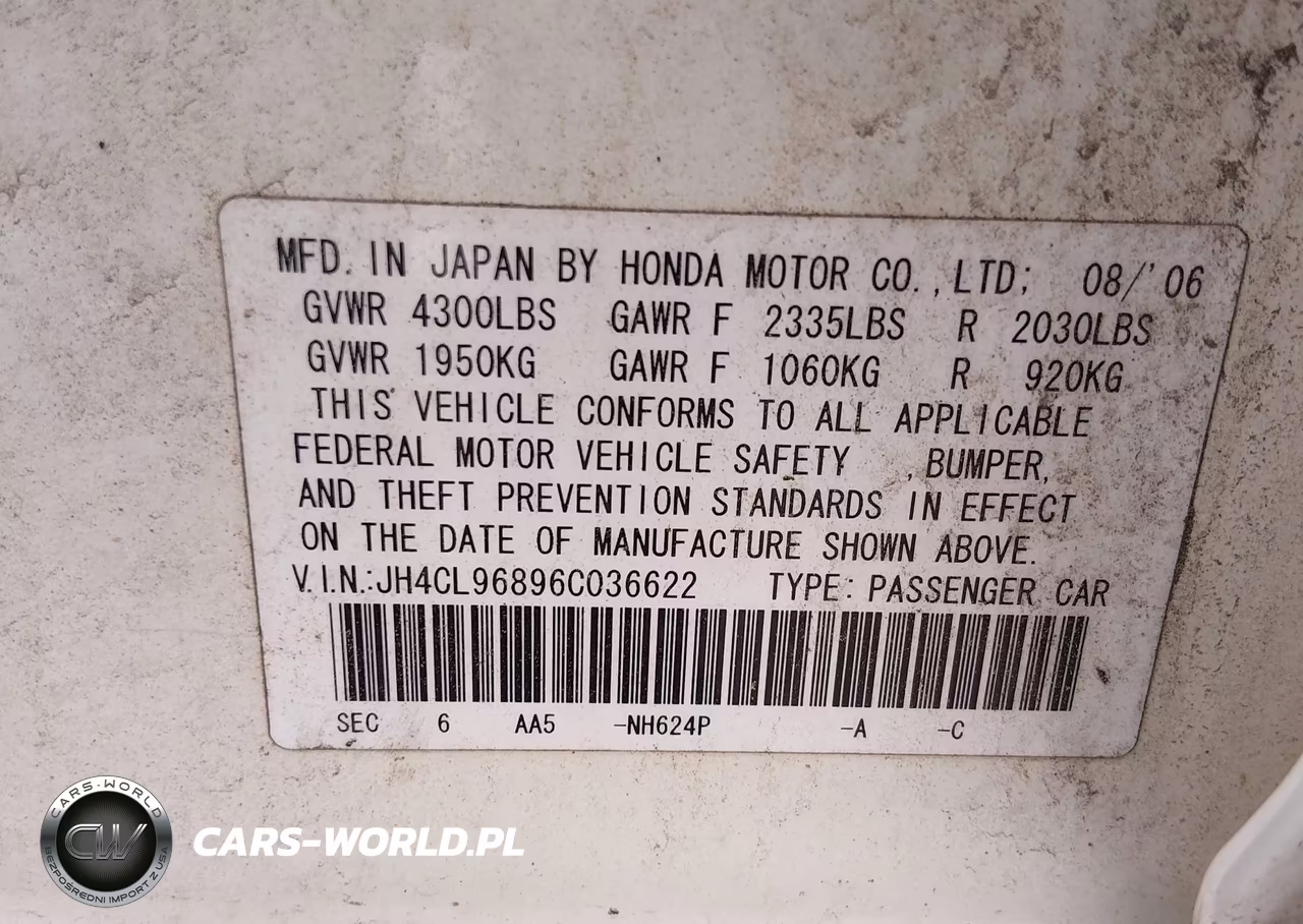 2006 Acura Tsx VIN:JH4CL96896C036622 - 9