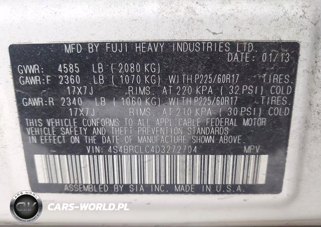 2013 Subaru Outback 2.5I Limited VIN:4S4BRCLC4D3272704 - 9