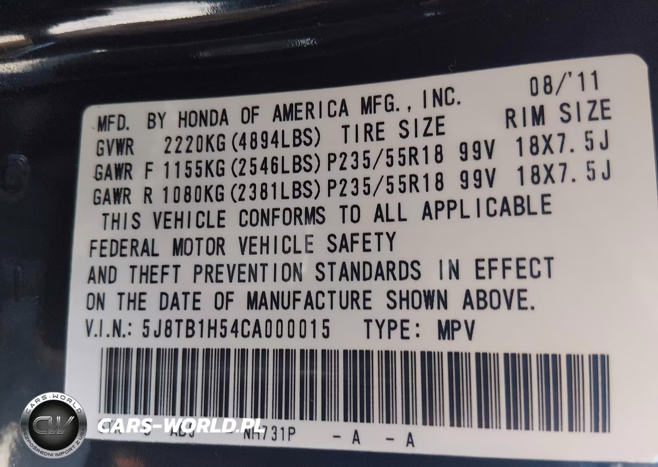 2012 Acura Rdx VIN:5J8TB1H54CA000015 - 9