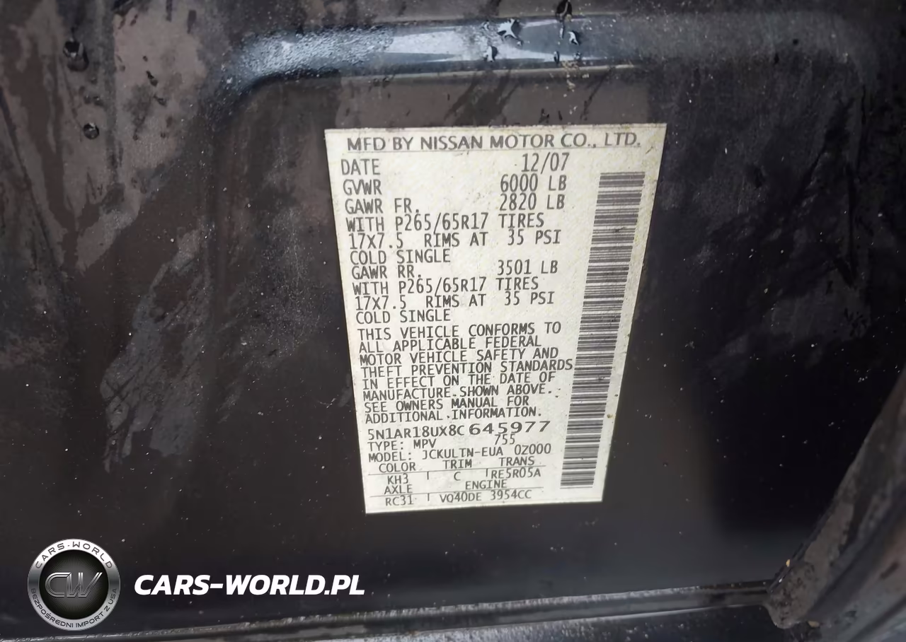 2008 Nissan Pathfinder Se VIN:5N1AR18UX8C645977 - 9