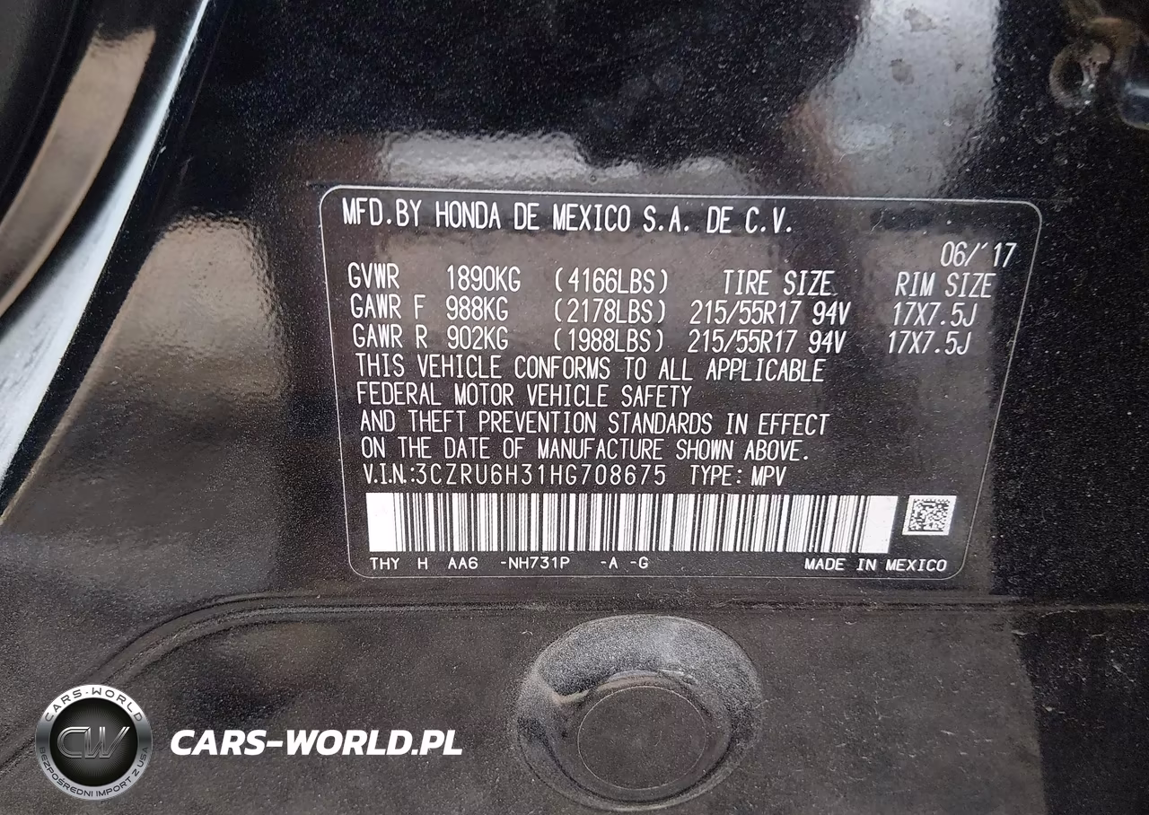 2017 Honda Hr-V Lx VIN:3CZRU6H31HG708675 - 9