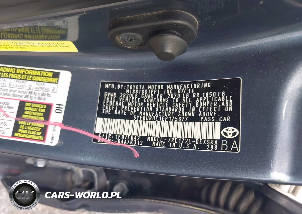 2014 Toyota Corolla S Plus VIN:5YFBURHE1EP175677 - 9