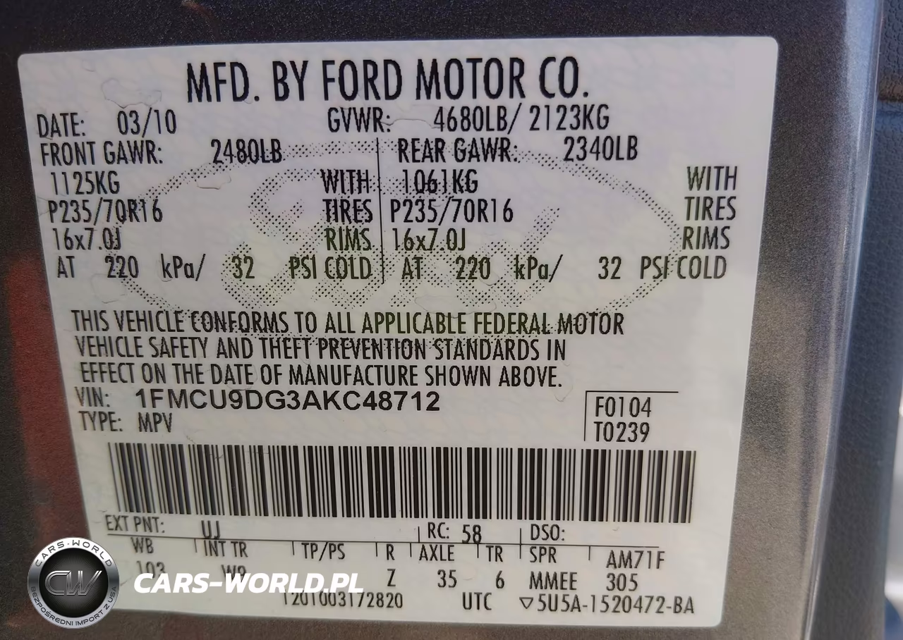 2010 Ford Escape Xlt VIN:1FMCU9DG3AKC48712 - 9