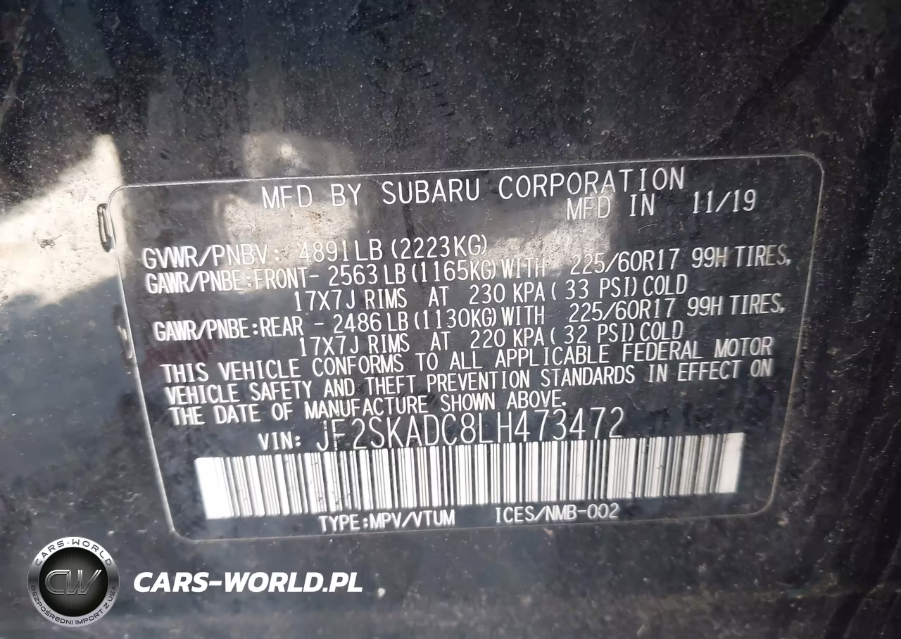2020 Subaru Forester VIN:JF2SKADC8LH473472 - 9