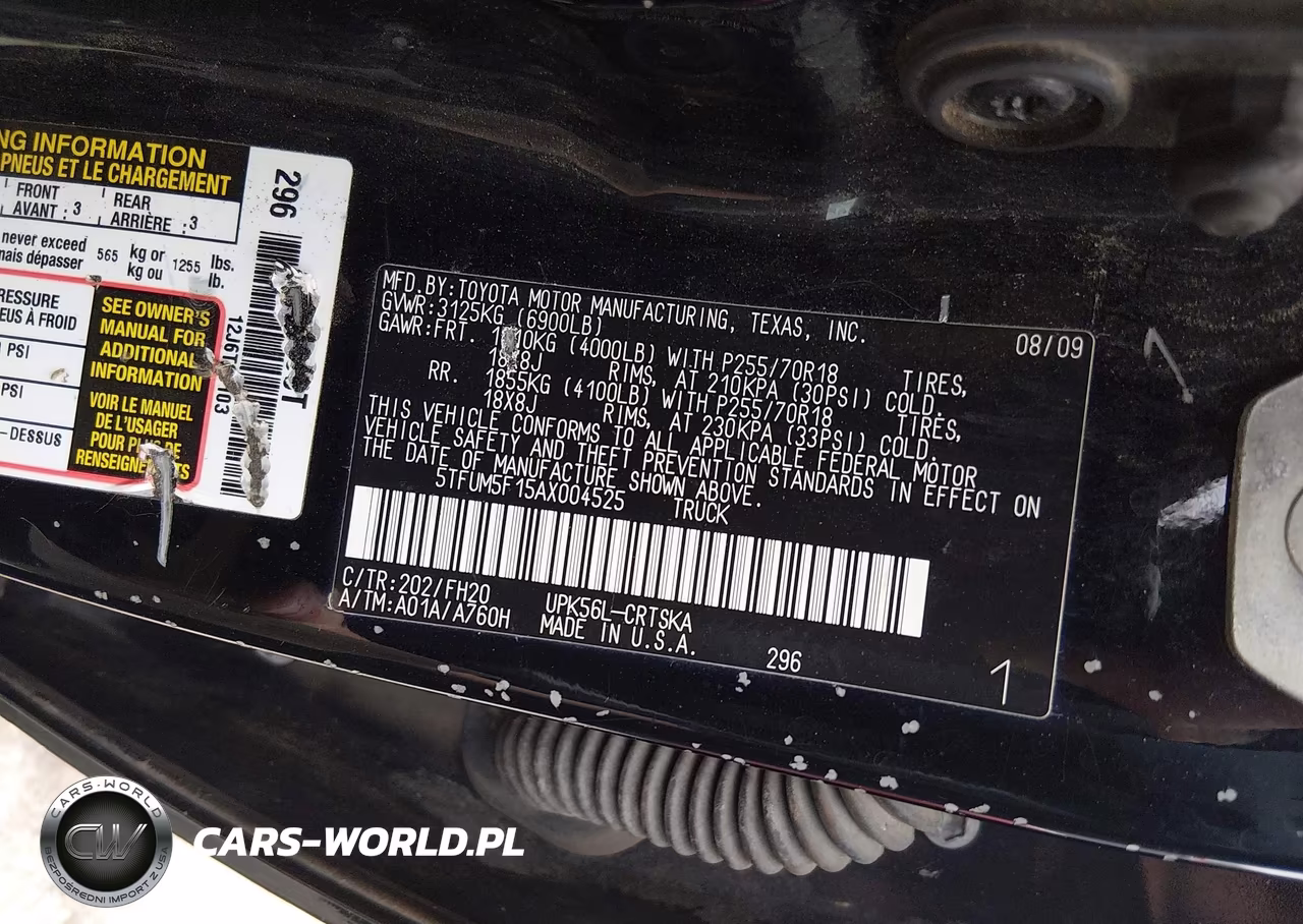 2010 Toyota Tundra Grade 4.6L V8 VIN:5TFUM5F15AX004525 - 9