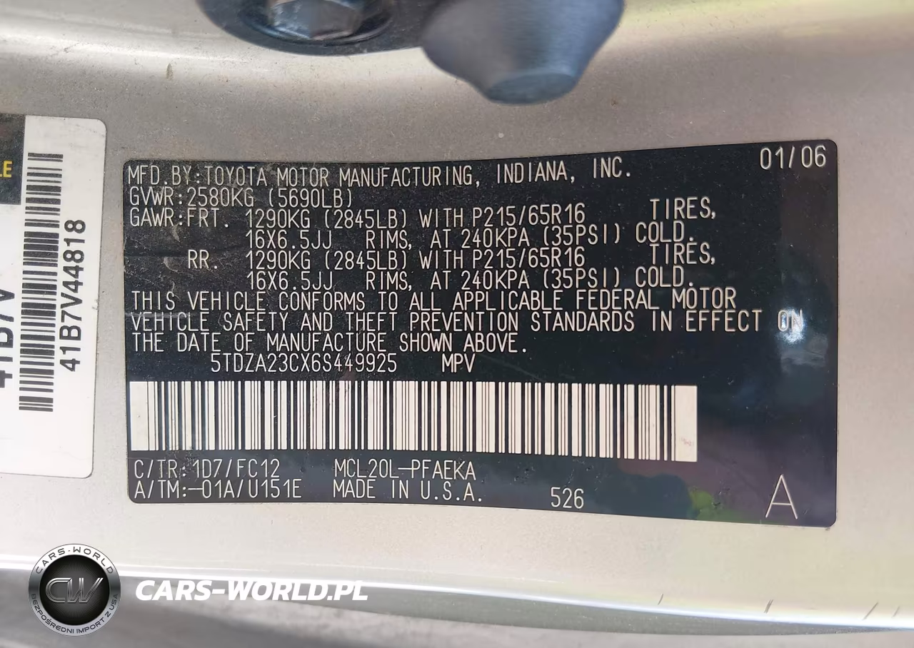 2006 Toyota Sienna Le VIN:5TDZA23CX6S449925 - 9