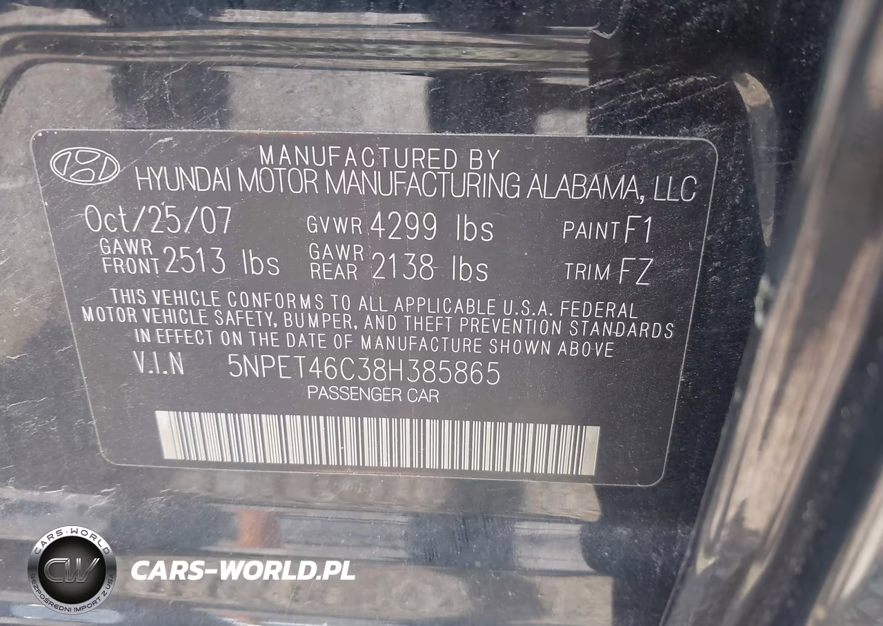 2008 Hyundai Sonata Gls VIN:5NPET46C38H385865 - 9