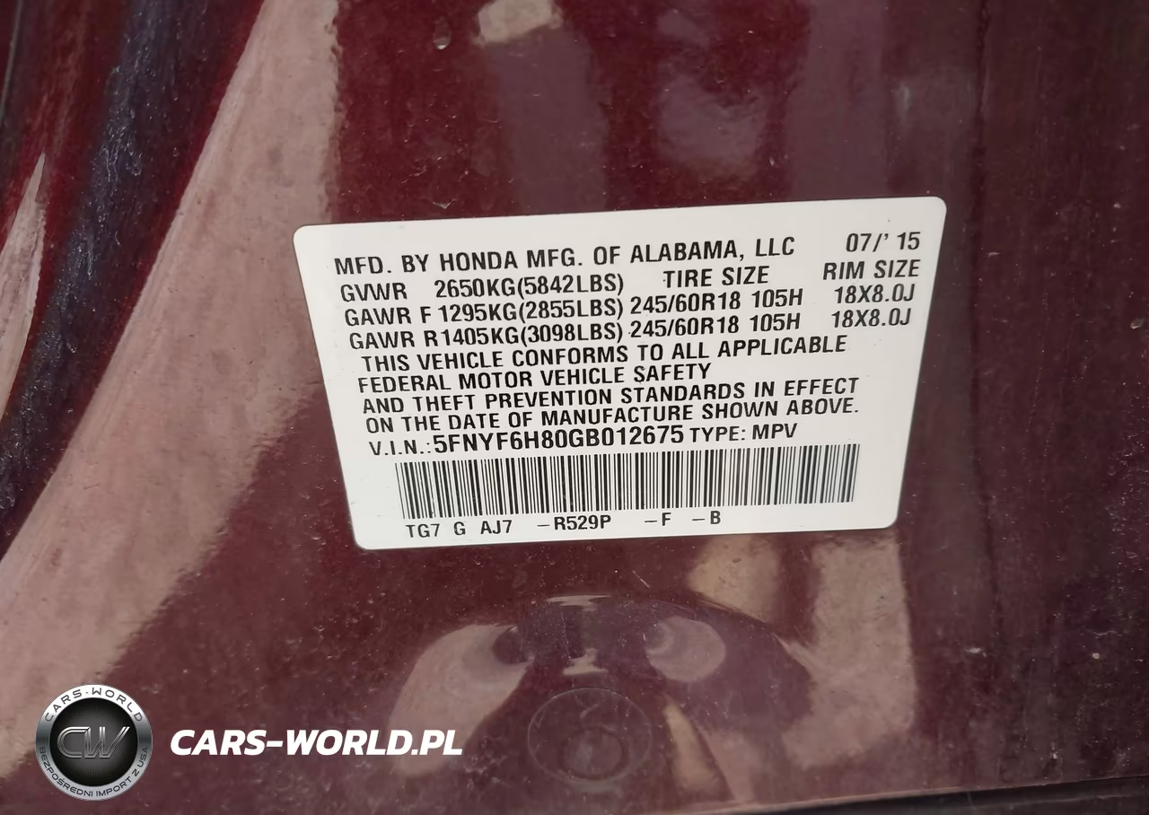 2016 Honda Pilot Ex-L VIN:5FNYF6H80GB012675 - 9