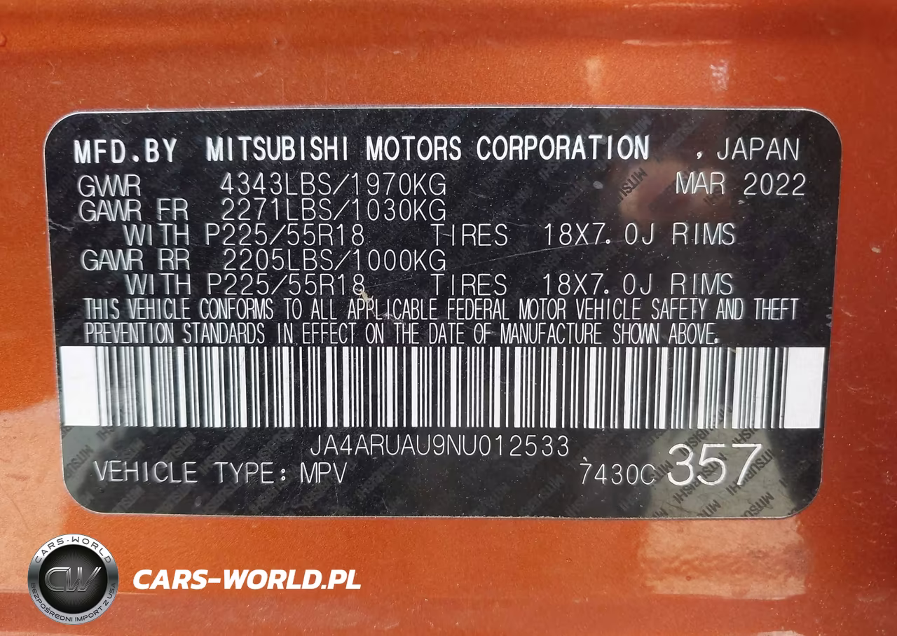 2022 Mitsubishi Outlander Sport 2.0 Be Awc-2.0 Es Awc-2.0 Le Awc-2.0 Se Awc-2.0 Se Special Edition Awc VIN:JA4ARUAU9NU012533 - 9