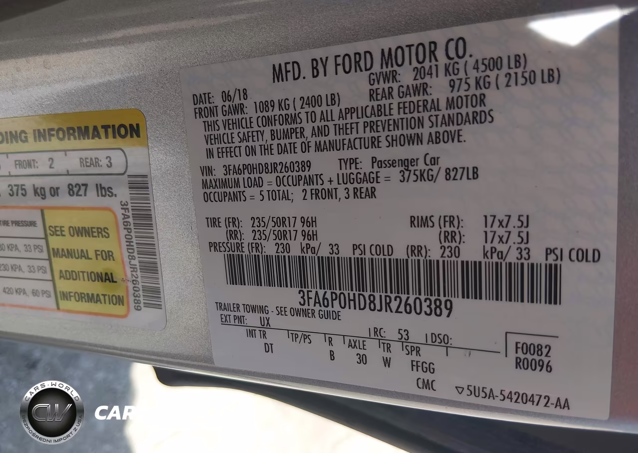 2018 Ford Fusion Se VIN:3FA6P0HD8JR260389 - 9