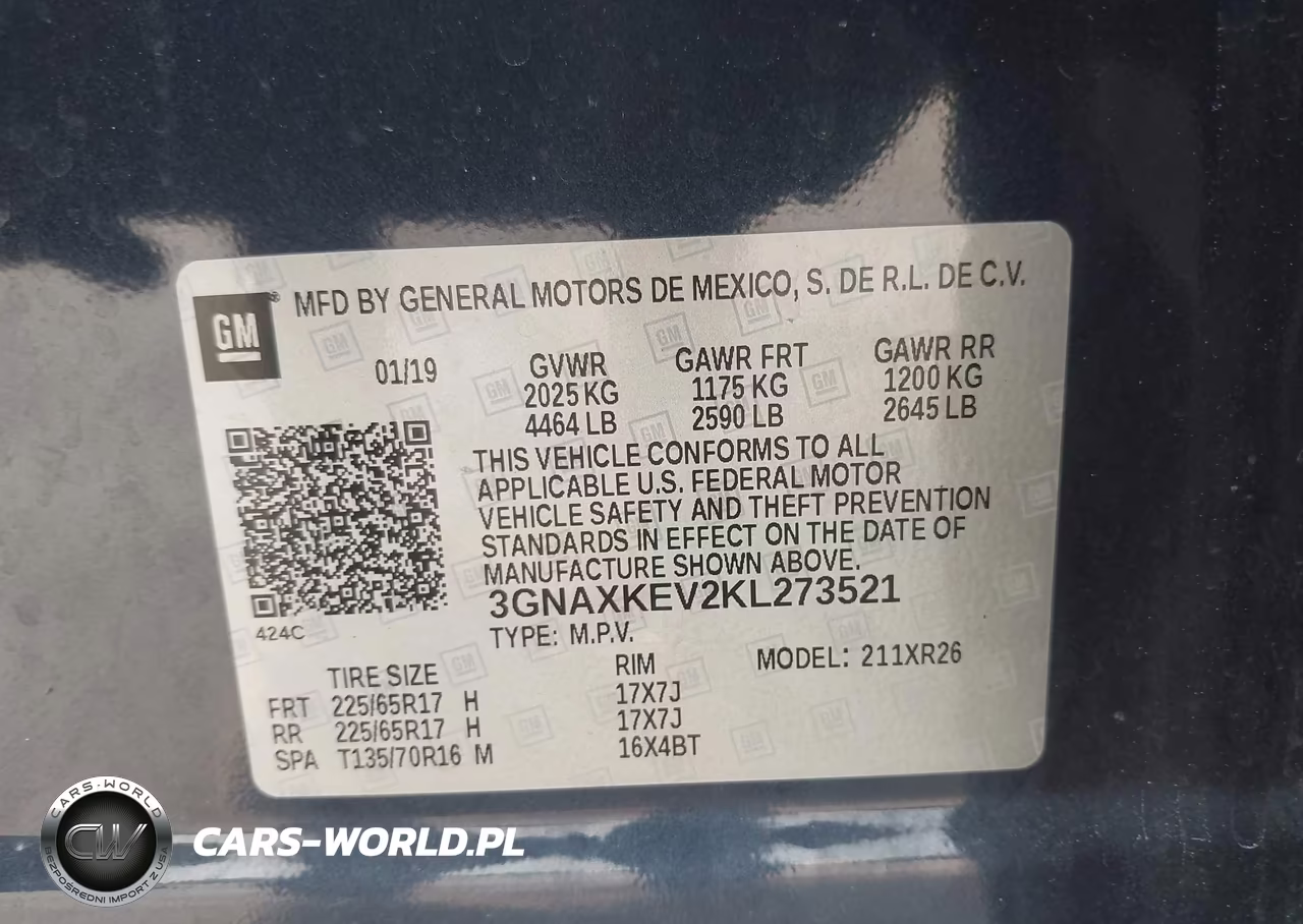 2019 Chevrolet Equinox Lt VIN:3GNAXKEV2KL273521 - 9
