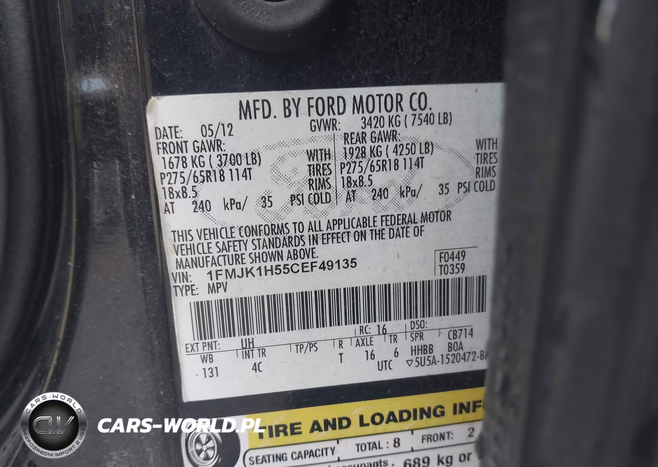 2012 Ford Expedition El Xlt VIN:1FMJK1H55CEF49135 - 9