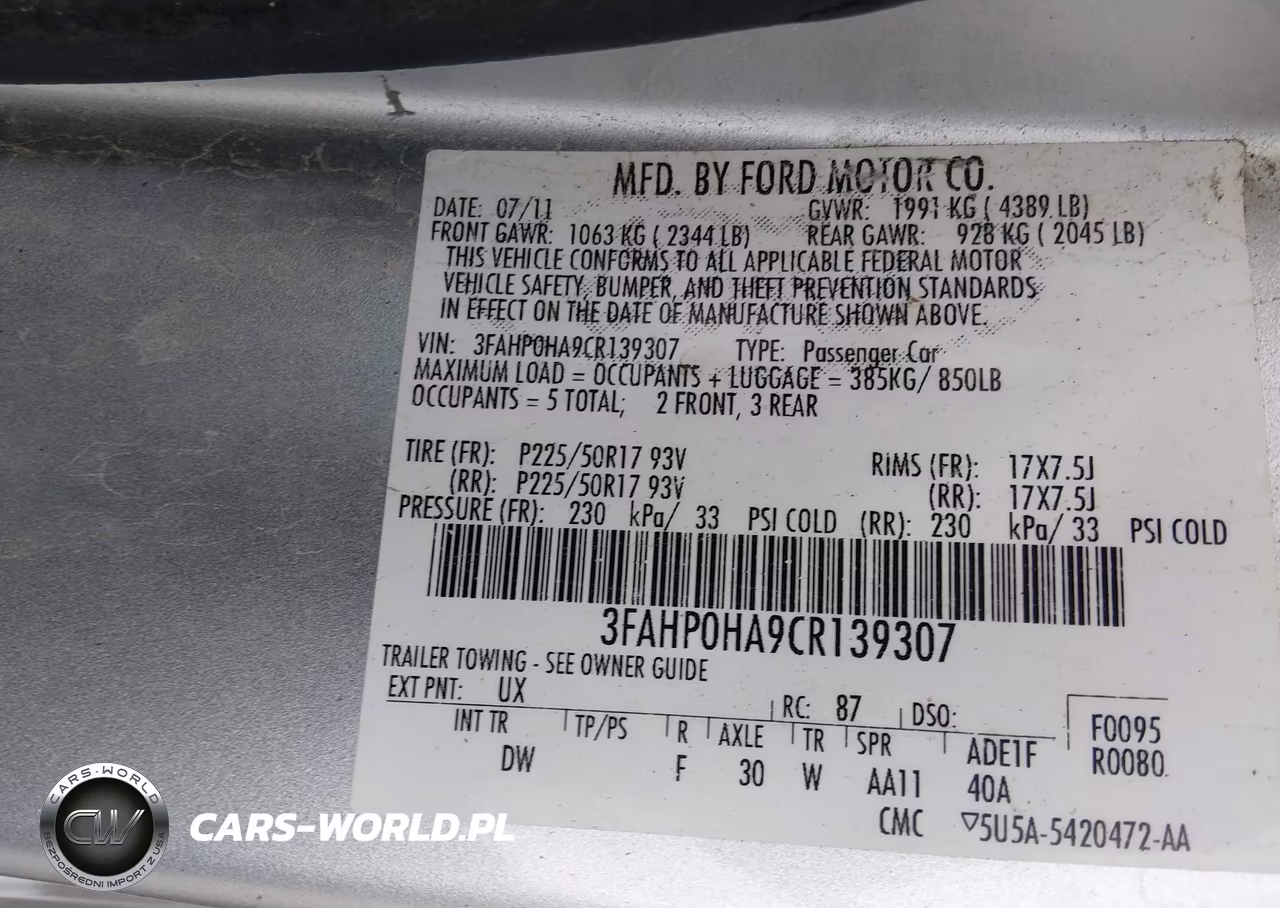 2012 Ford Fusion Se VIN:3FAHP0HA9CR139307 - 9
