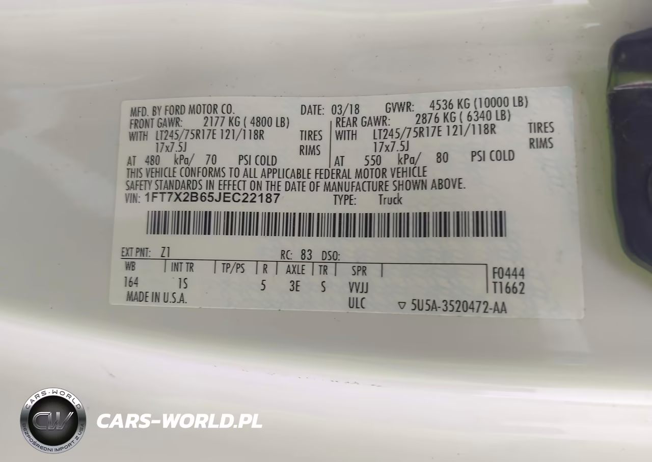 2018 Ford F-250 Xl VIN:1FT7X2B65JEC22187 - 9