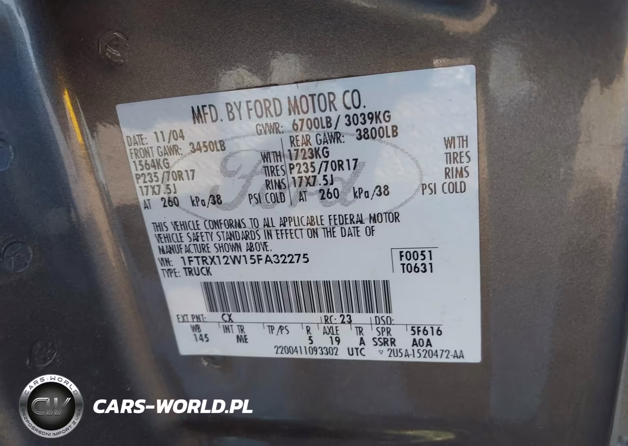 2005 Ford F-150 Stx-Xl-Xlt VIN:1FTRX12W15FA32275 - 9