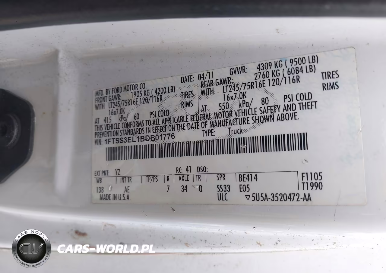 2011 Ford E-350 Super Duty Commercial VIN:1FTSS3EL1BDB01776 - 9