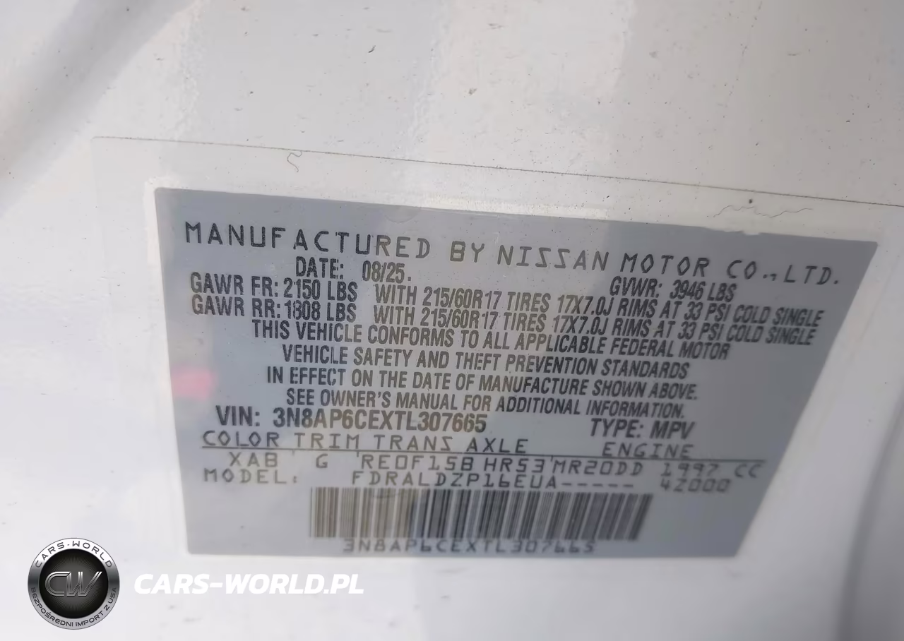 2026 Nissan Kicks Sv VIN:3N8AP6CEXTL307665 - 9