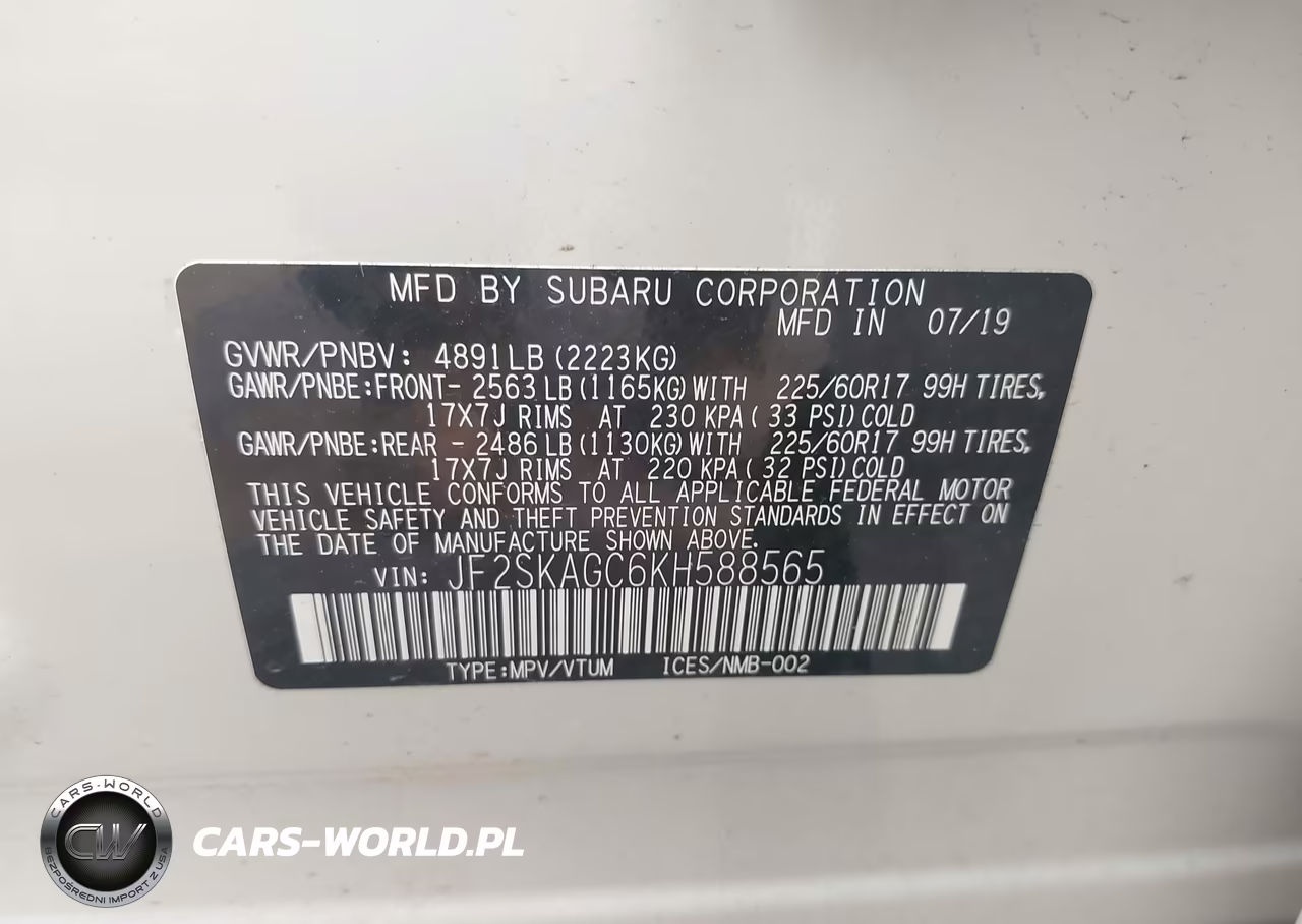 2019 Subaru Forester Premium VIN:JF2SKAGC6KH588565 - 9