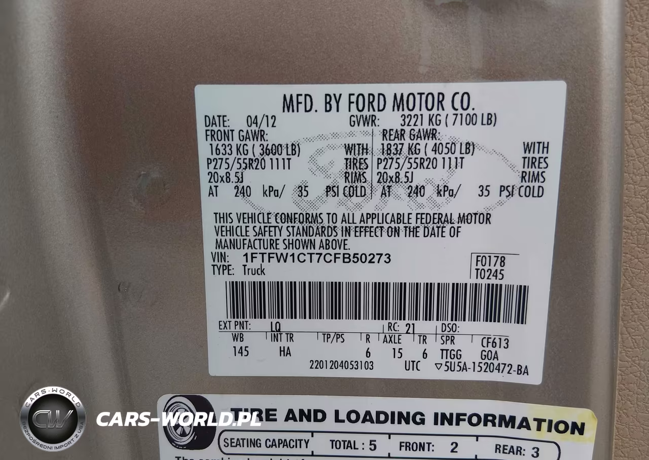 2012 Ford F-150 Lariat VIN:1FTFW1CT7CFB50273 - 9