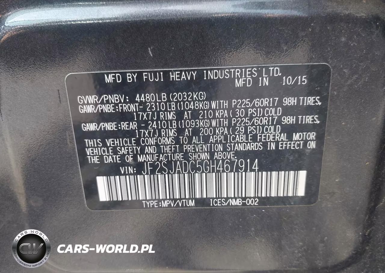 2016 Subaru Forester 2.5I Premium VIN:JF2SJADC5GH467914 - 9