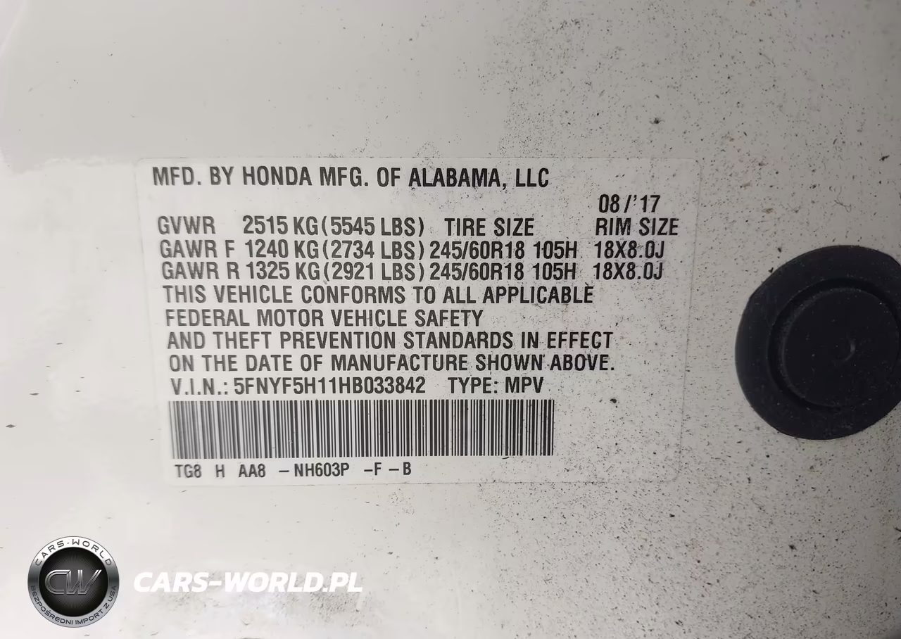 2017 Honda Pilot Lx VIN:5FNYF5H11HB033842 - 9
