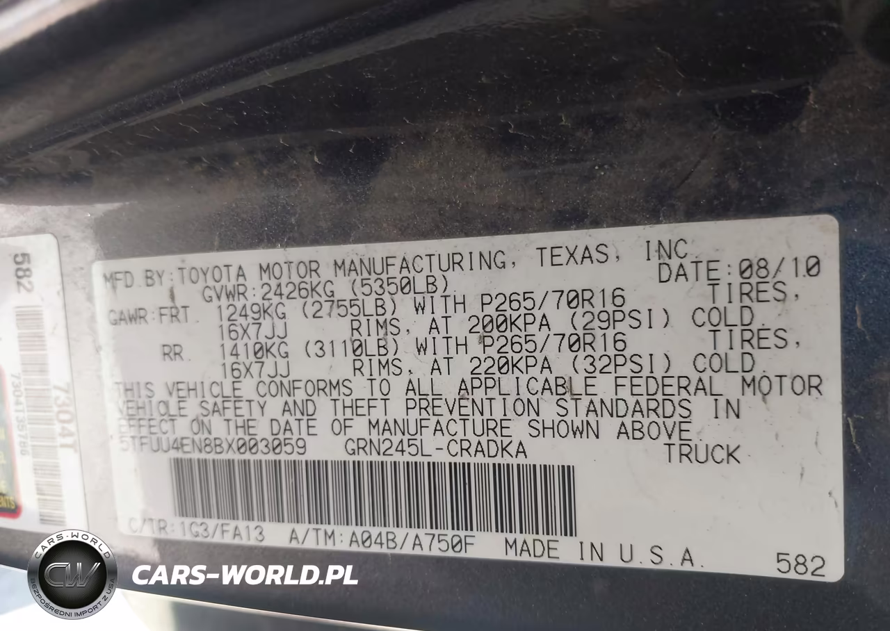 2011 Toyota Tacoma Base V6 VIN:5TFUU4EN8BX003059 - 9