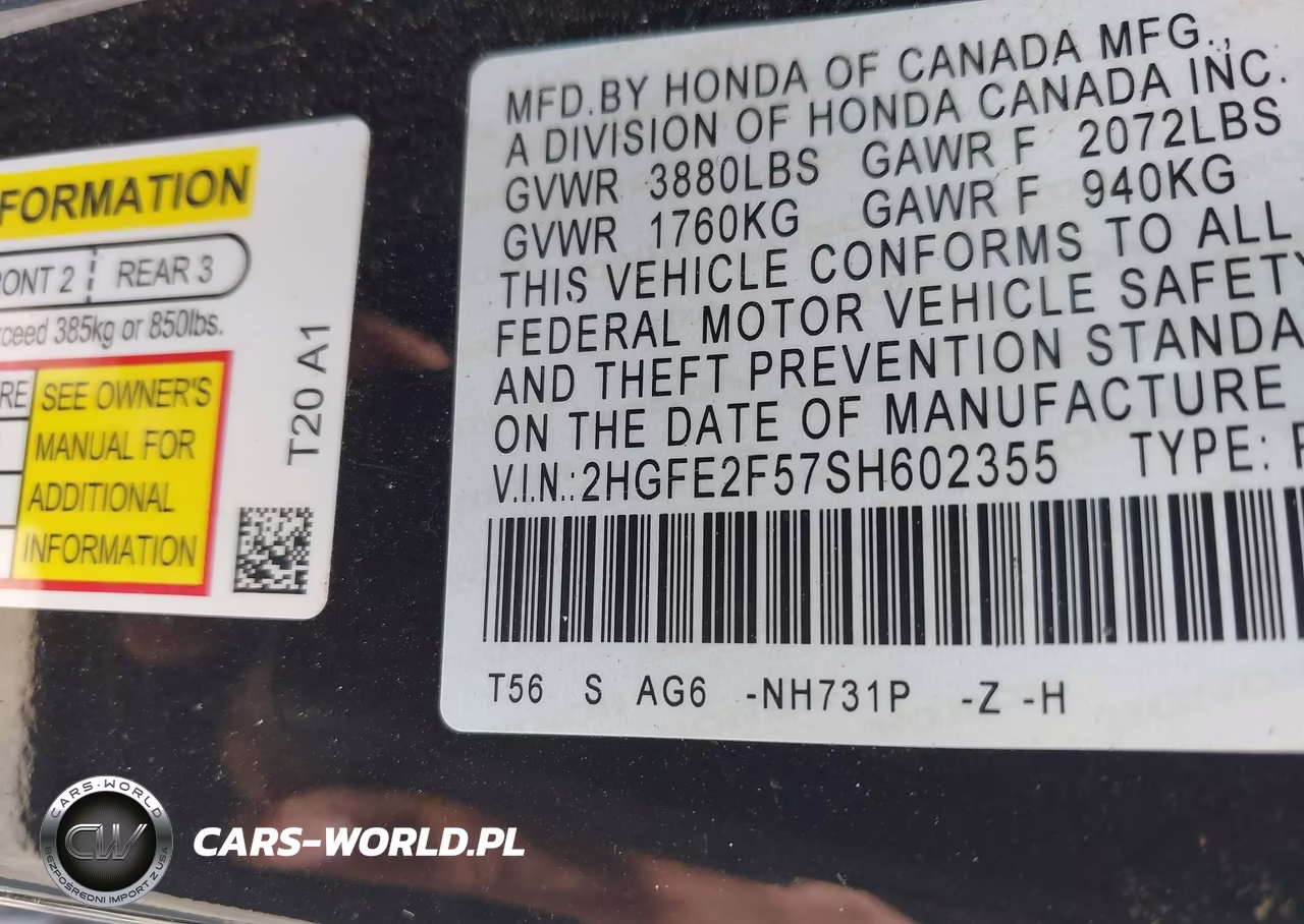2025 Honda Civic Sport VIN:2HGFE2F57SH602355 - 9