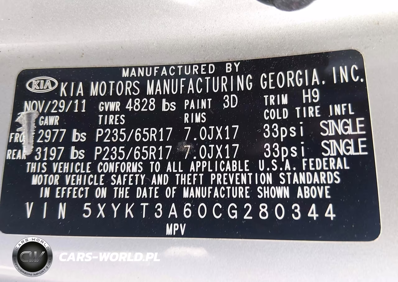 2012 Kia Sorento Lx VIN:5XYKT3A60CG280344 - 9