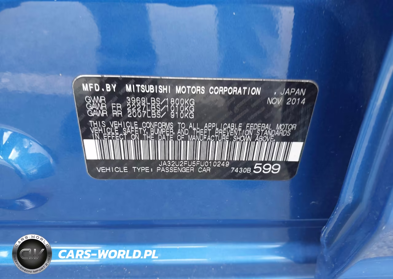 2015 Mitsubishi Lancer Es VIN:JA32U2FU5FU010249 - 9