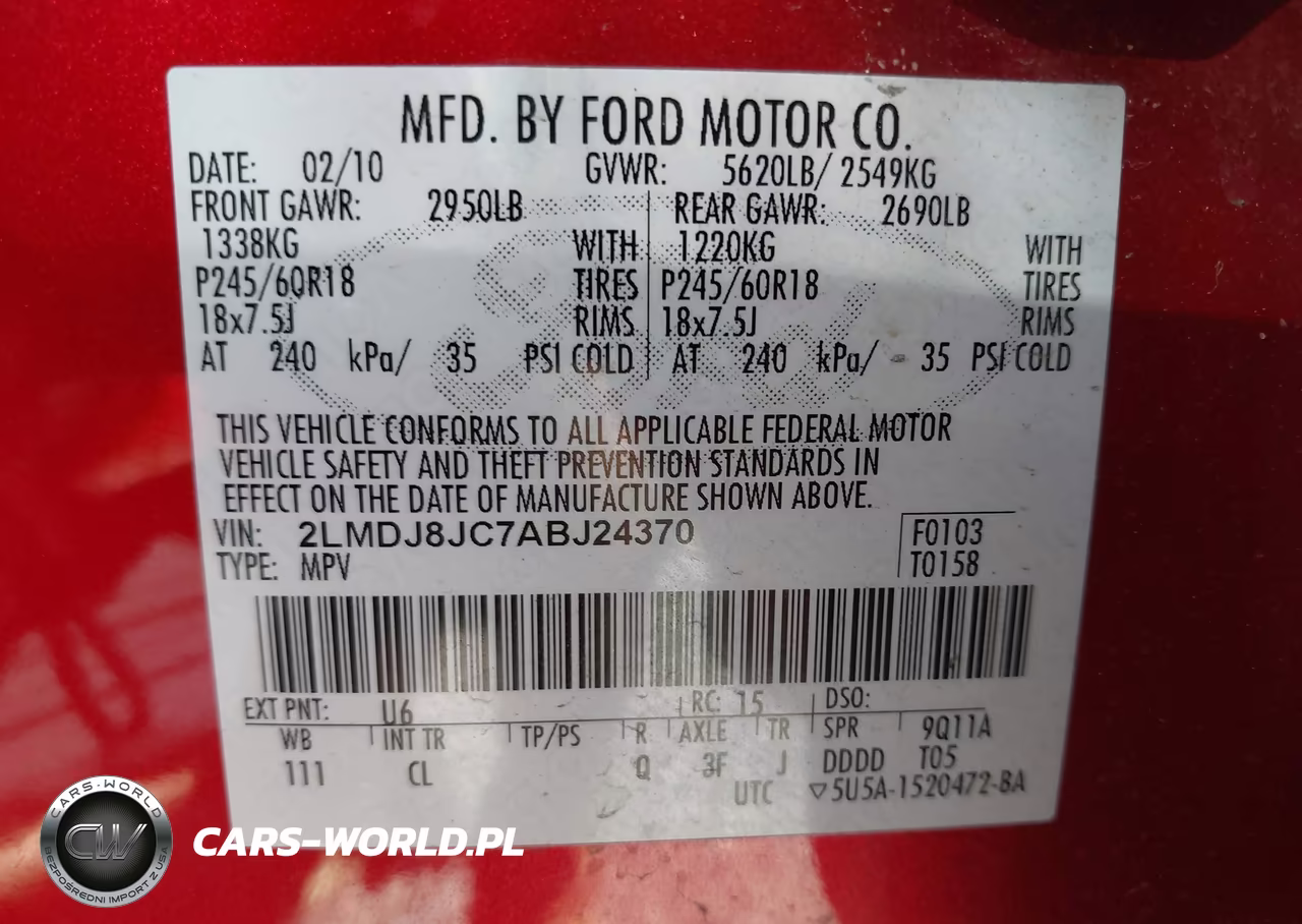 2010 Lincoln Mkx VIN:2LMDJ8JC7ABJ24370 - 9